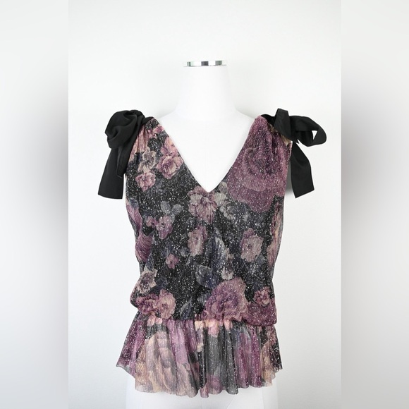Bishop & Young Metallic Floral Top NWOT - Picture 7 of 8